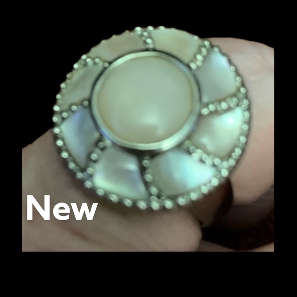 silver and opal size 61/2 - 7 ring